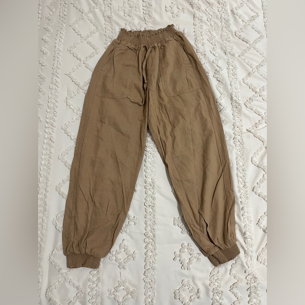 Love Tree Brown Smocked Waist Pants